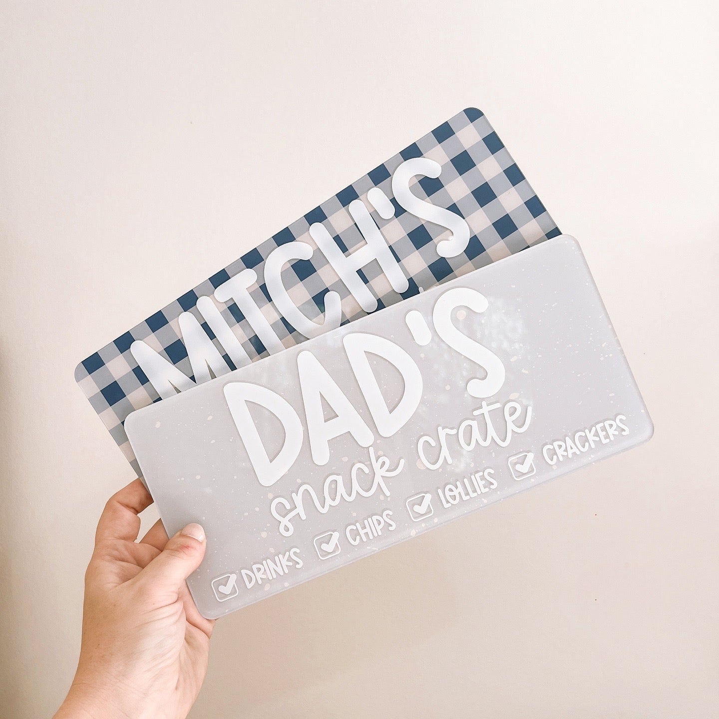 SNACK CRATE FRONT PLAQUE | Personalised | Attach To Crate - Purchase Separately | Multiple Colour & Style Options