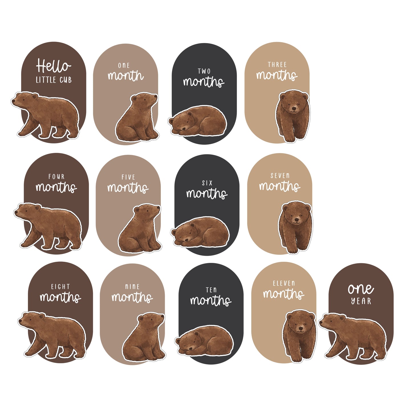 BEAR Baby Milestone Plaque Set | Multiple Colour + Pattern Options