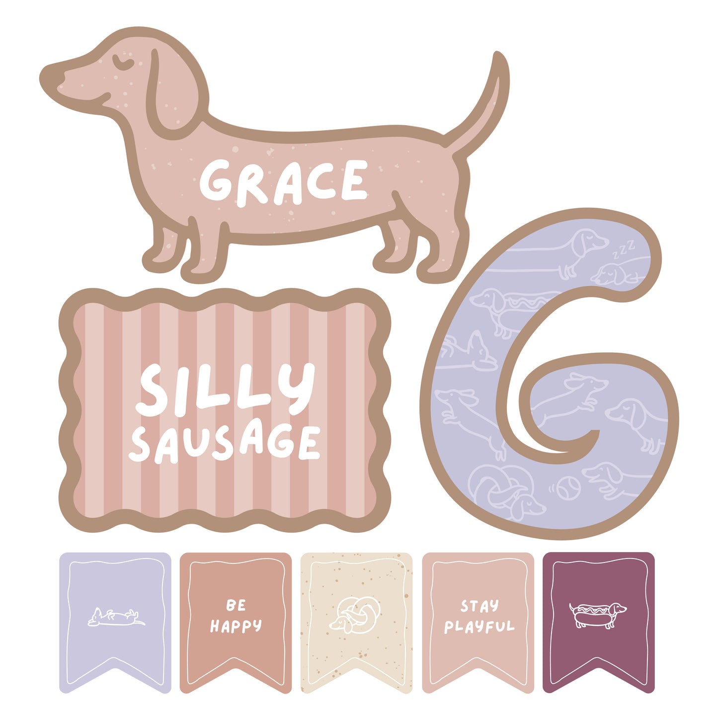 BUNDLE - Girls Silly Sausage Dachshund Decor Set | Personalised