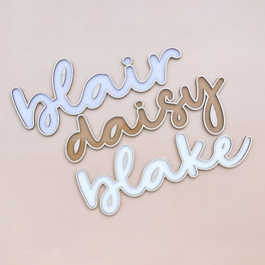 PERSONALISED NAME PLAQUE | Wall Script | Multiple Colour Options