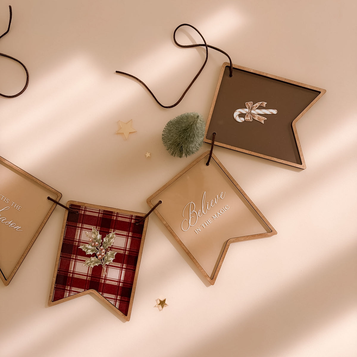 Gezackter Vintage-Bilder-Weihnachtsanhänger | Mehrere Anpassungsmöglichkeiten