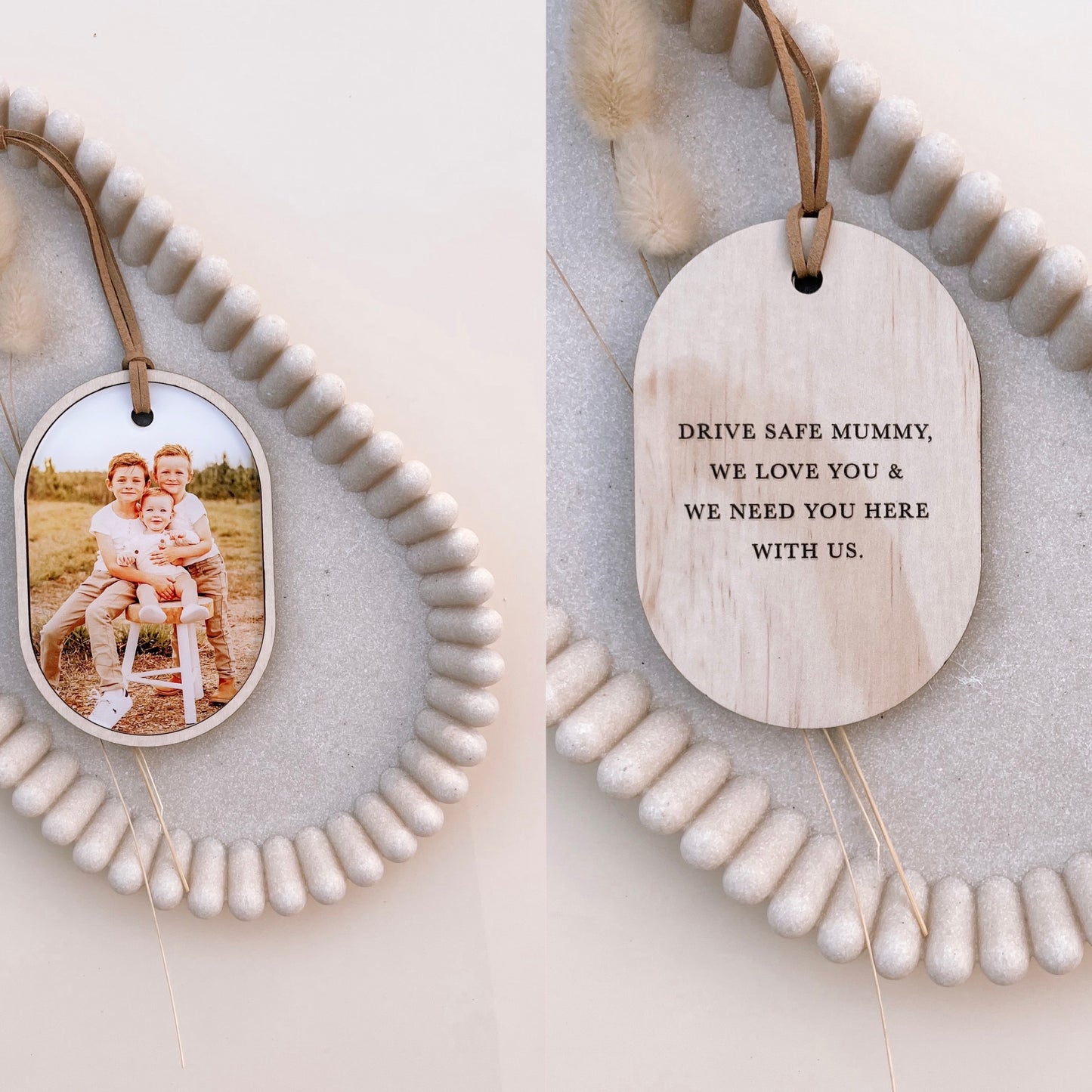 DRIVE SAFE Photo Car Mirror Hanging Accessory | PERSONALISED