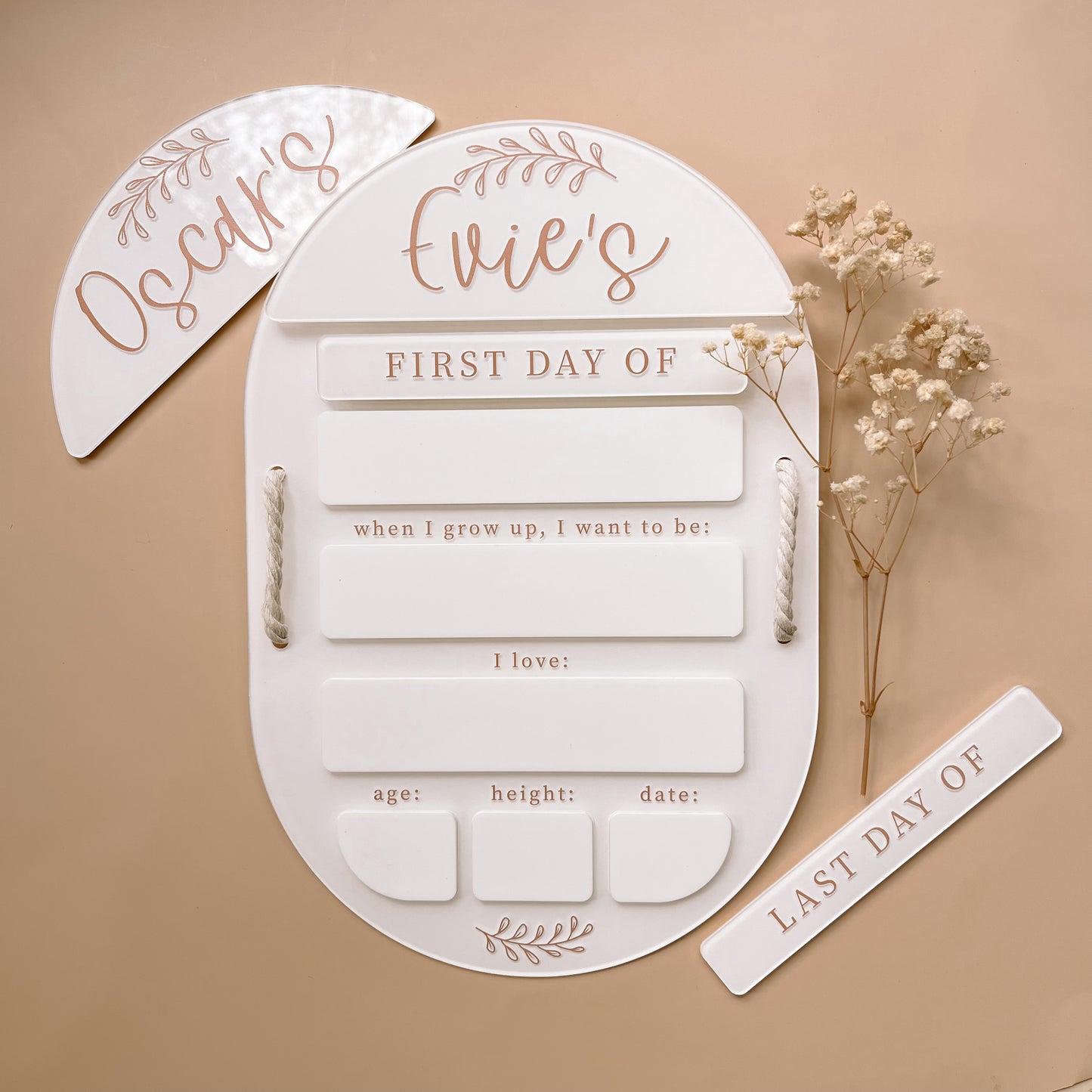 INTERCHANGEABLE NAME Tag for School/Daycare First & Last Day Board