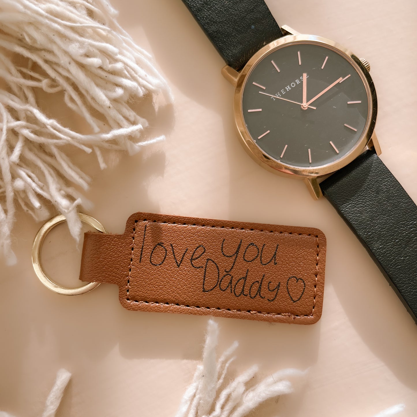 Vegan Leather Keychain | Personalised w/ Your Child's Handwriting/Drawing