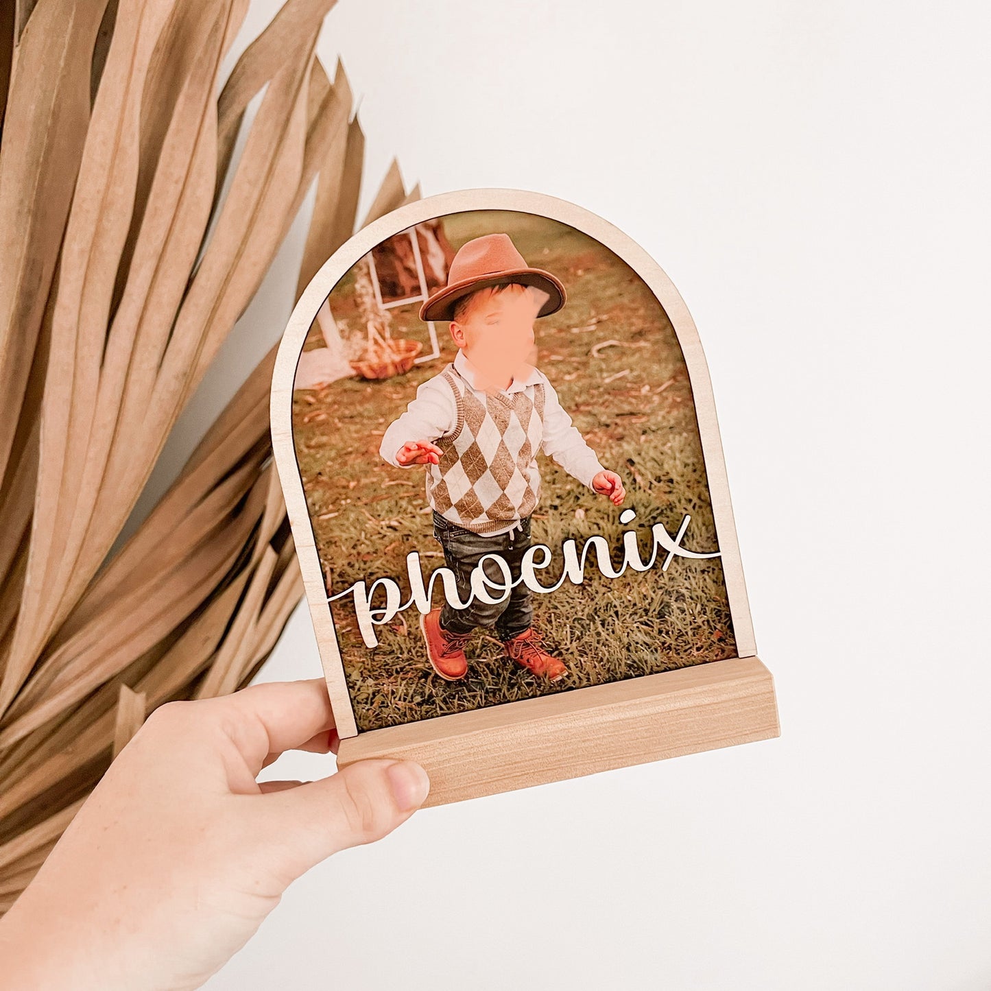 Acrylic Photo Plaque with Wooden Border & Text | 3 SIZES | CUSTOMISE