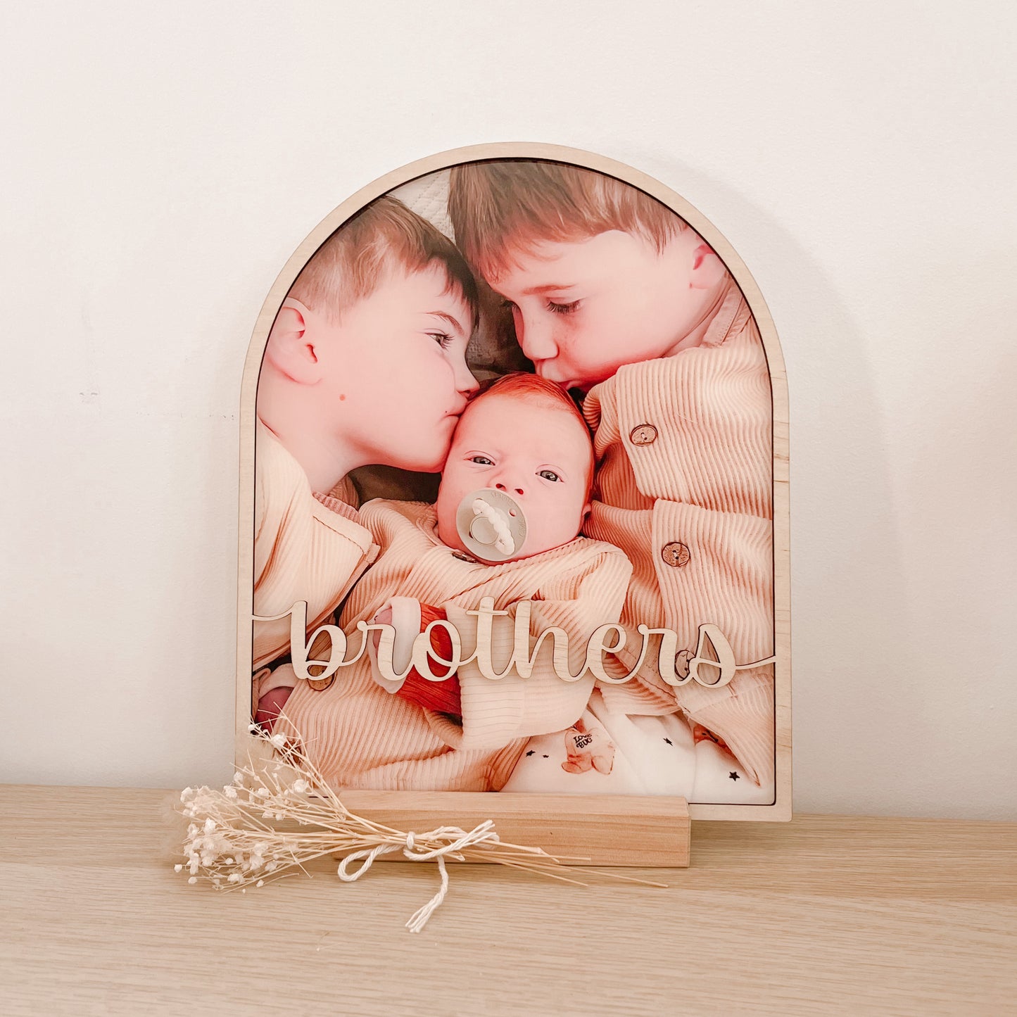 Acrylic Photo Plaque with Wooden Border & Text | 3 SIZES | CUSTOMISE