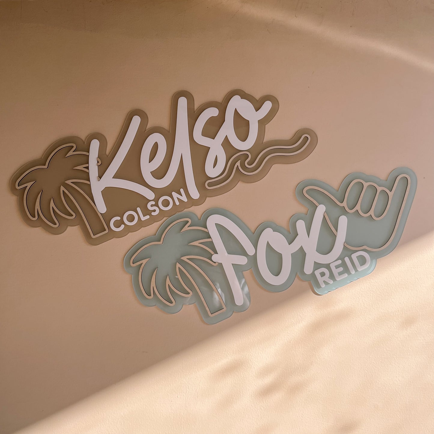 PERSONALISED Layered Wall Name Sign With Shapes | MULTIPLE SHAPE CHOICES + BACK COLOURS