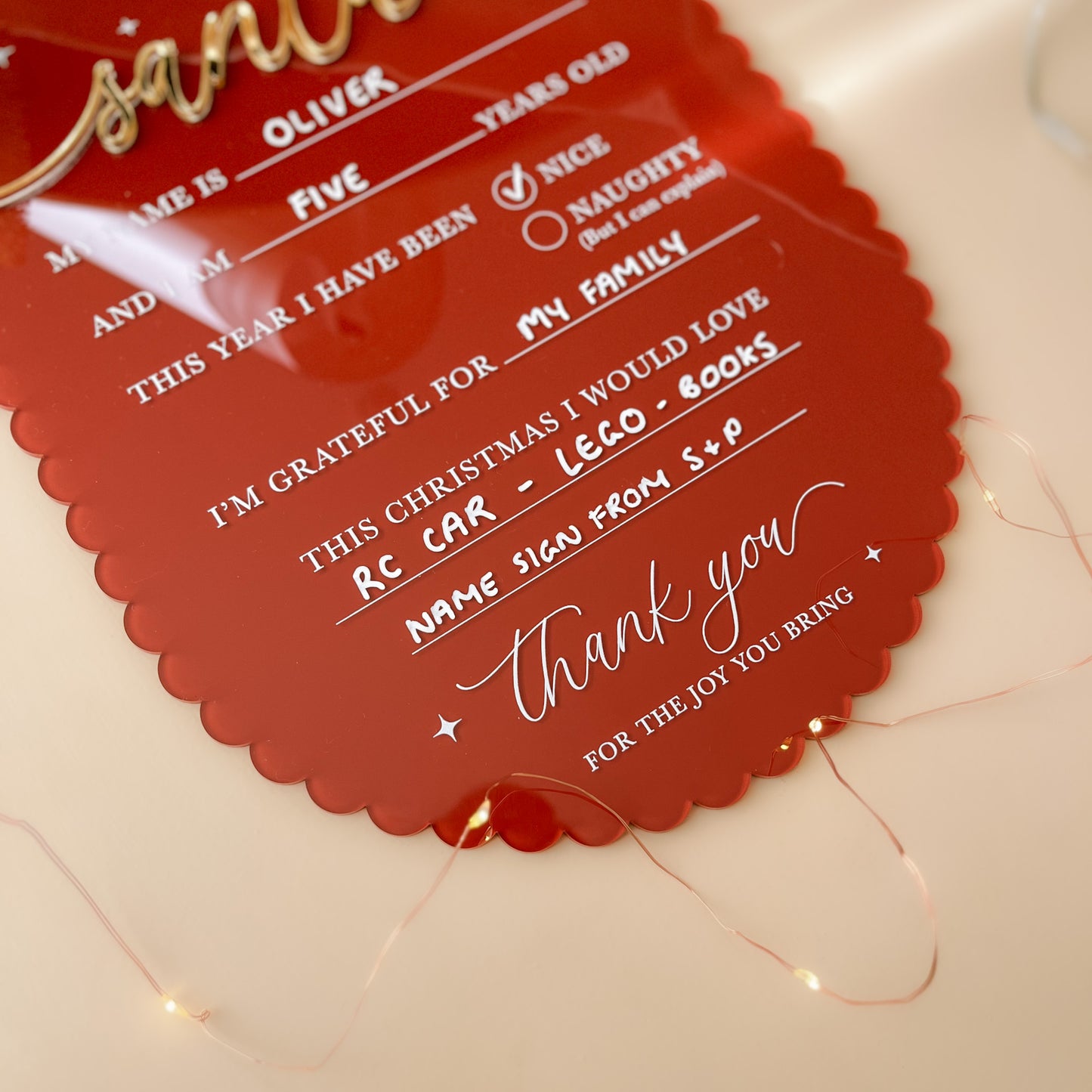 Dear Santa Reusable Letter Board | Multiple Colour & Pattern Options
