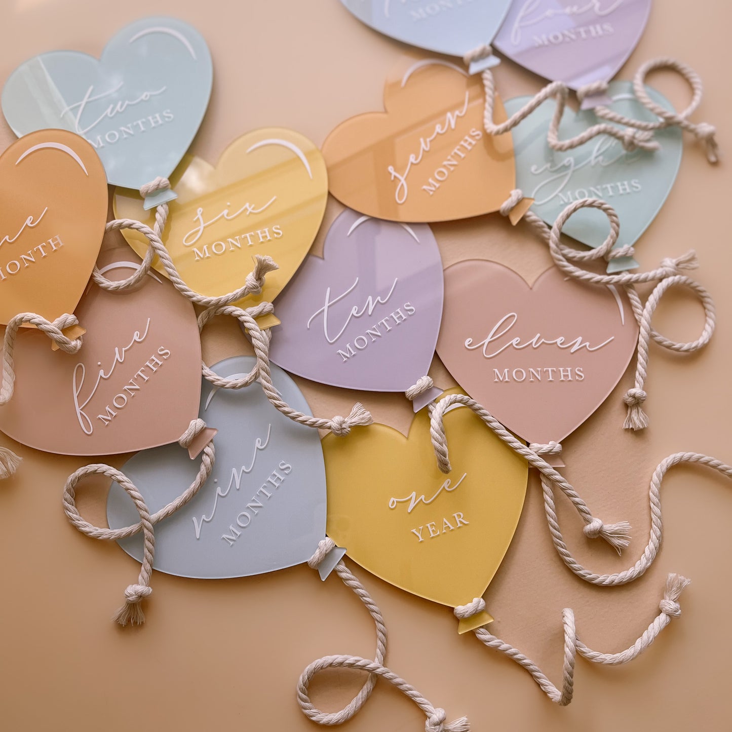 HEART Balloon Baby Milestone Set | Multiple Colour + Pattern Options