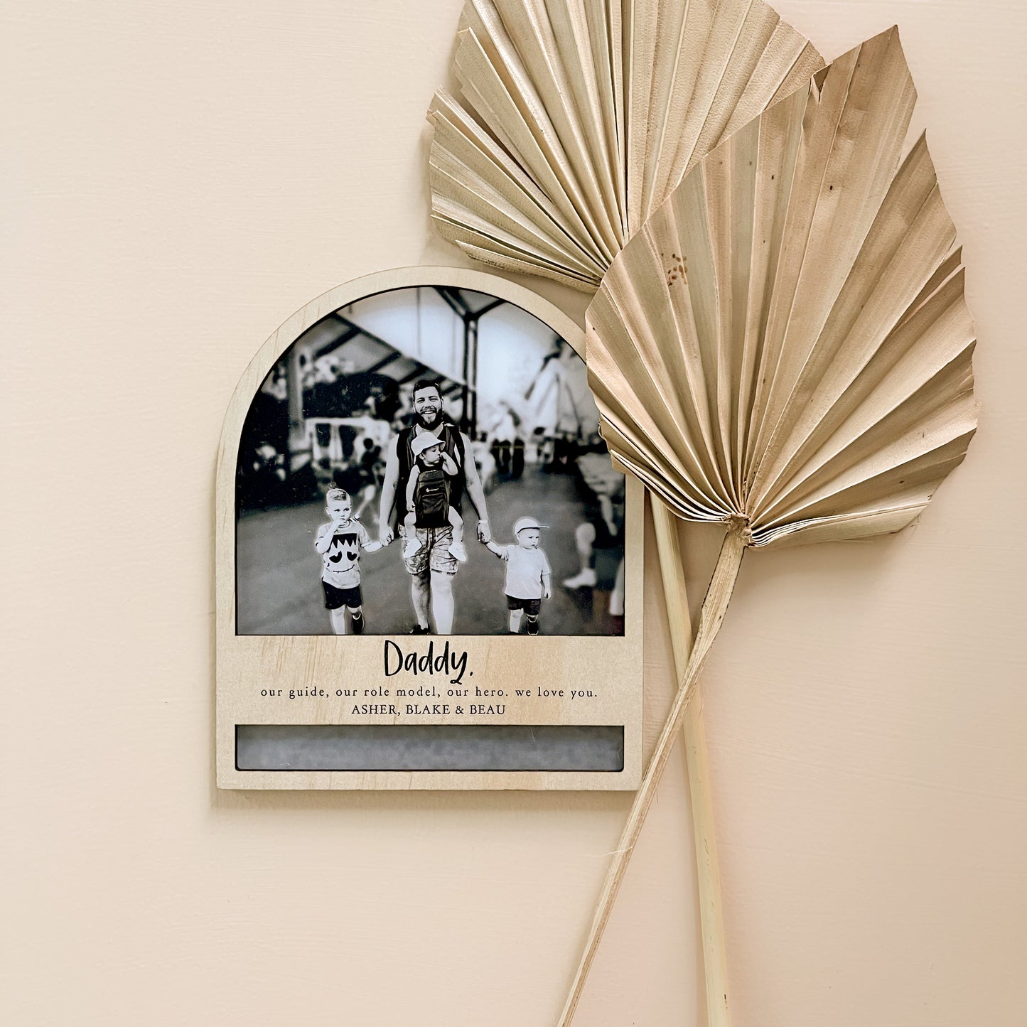 Acrylic Photo Plaque with Wooden Border & Quote | 3 SIZES | CUSTOMISE