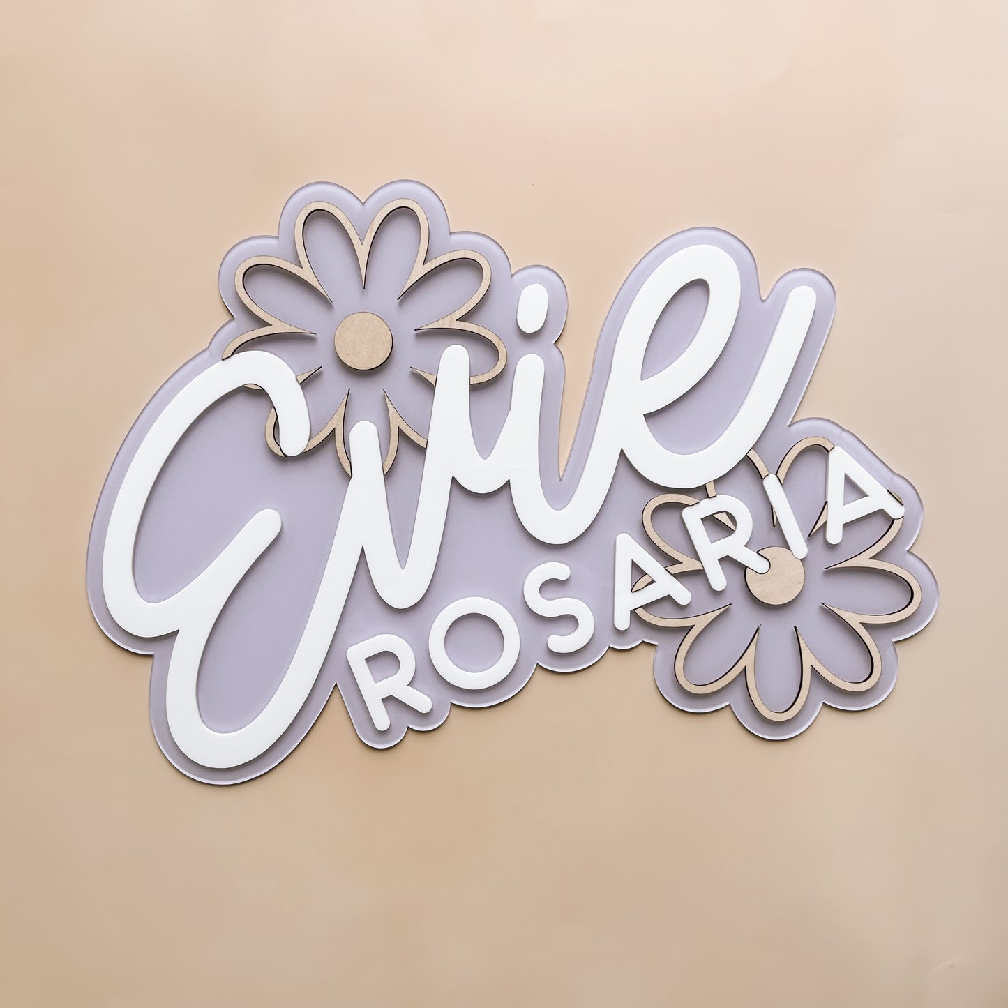 PERSONALISED Layered Wall Name Sign With Shapes | MULTIPLE SHAPE CHOICES + BACK COLOURS