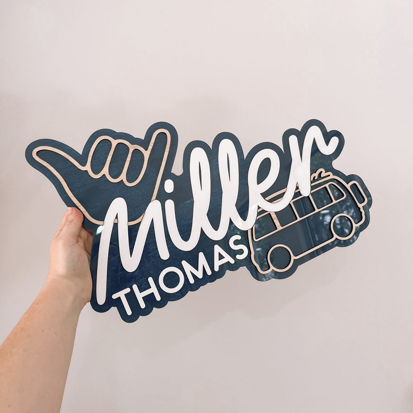 PERSONALISED Layered Wall Name Sign With Shapes | MULTIPLE SHAPE CHOICES + BACK COLOURS