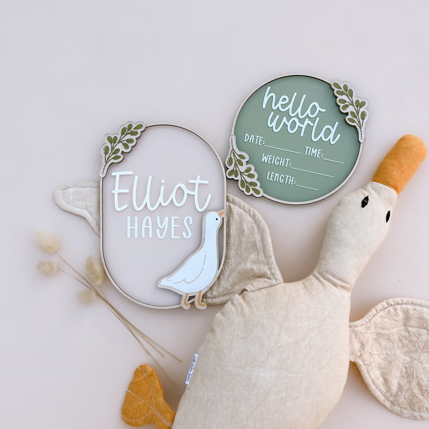 BRANCH & FLOWER BABY BIRTH ANNOUNCEMENT | Multiple Colour Options