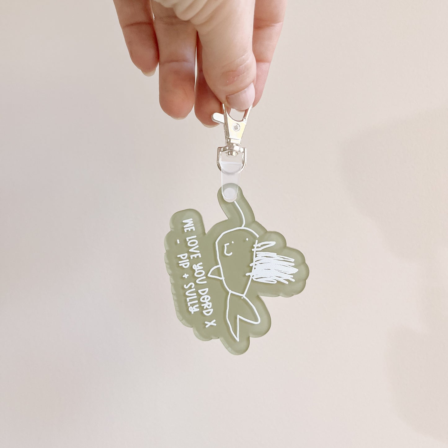 KIDS DRAWING KEYCHAIN / KEYRING | Personalised - Your Childs Own Drawing Printed | Multiple Colour Choices