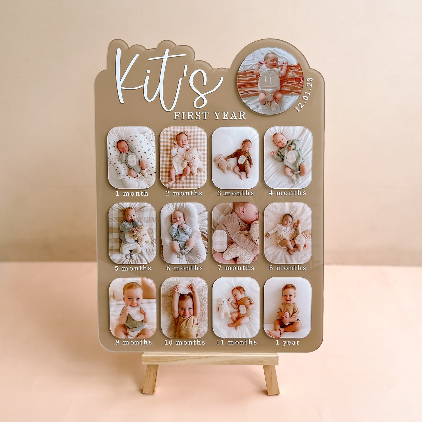 FIRST BIRTHDAY PHOTO BOARD | Personalised | Printed Photos Option + FREE Photo Add-On | Multiple Colour Choices