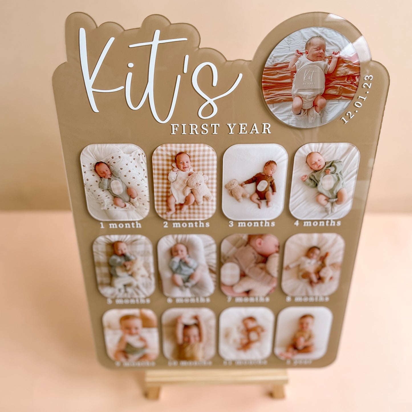 FIRST BIRTHDAY PHOTO BOARD | Personalised | Printed Photos Option + FREE Photo Add-On | Multiple Colour Choices