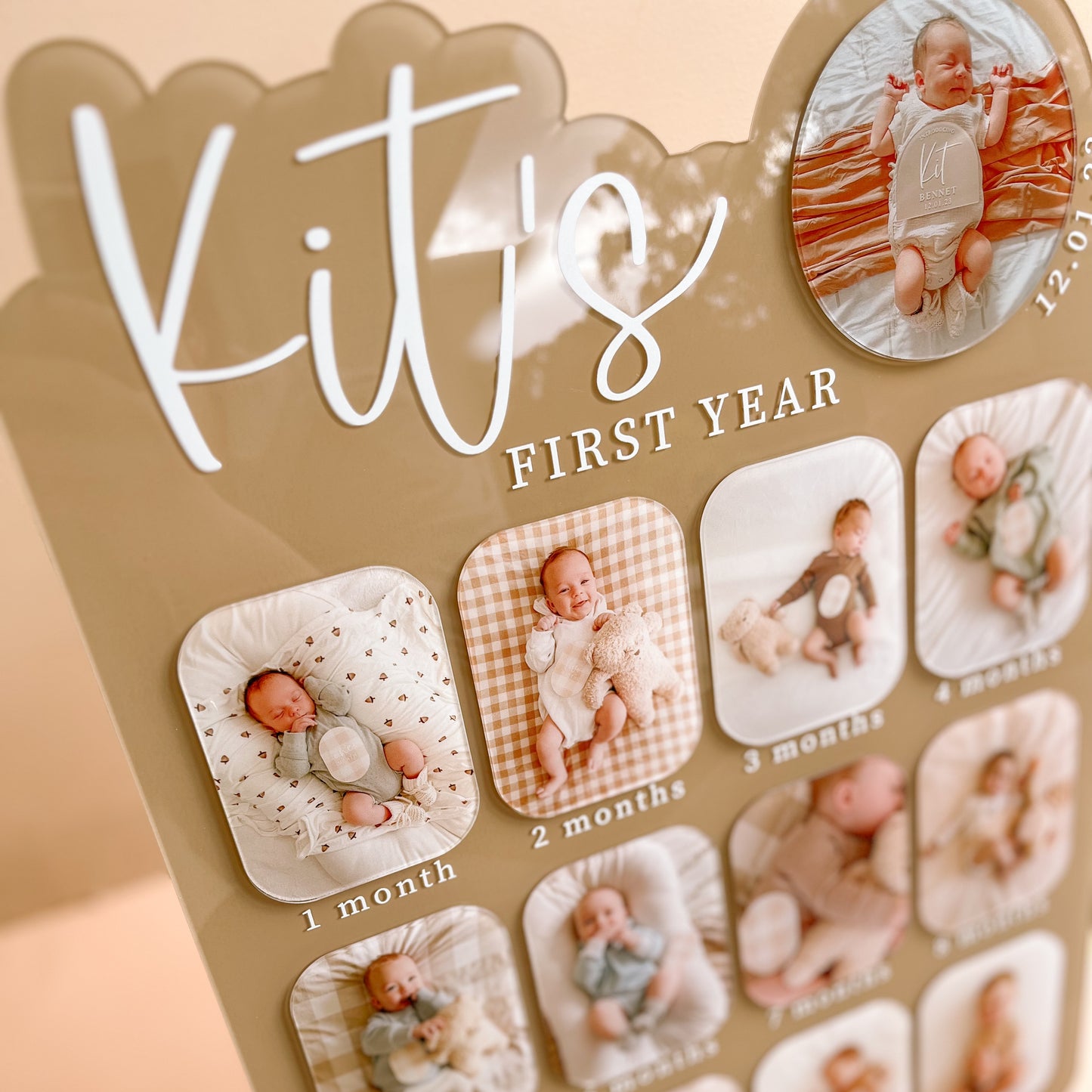 FIRST BIRTHDAY PHOTO BOARD | Personalised | Printed Photos Option + FREE Photo Add-On | Multiple Colour Choices