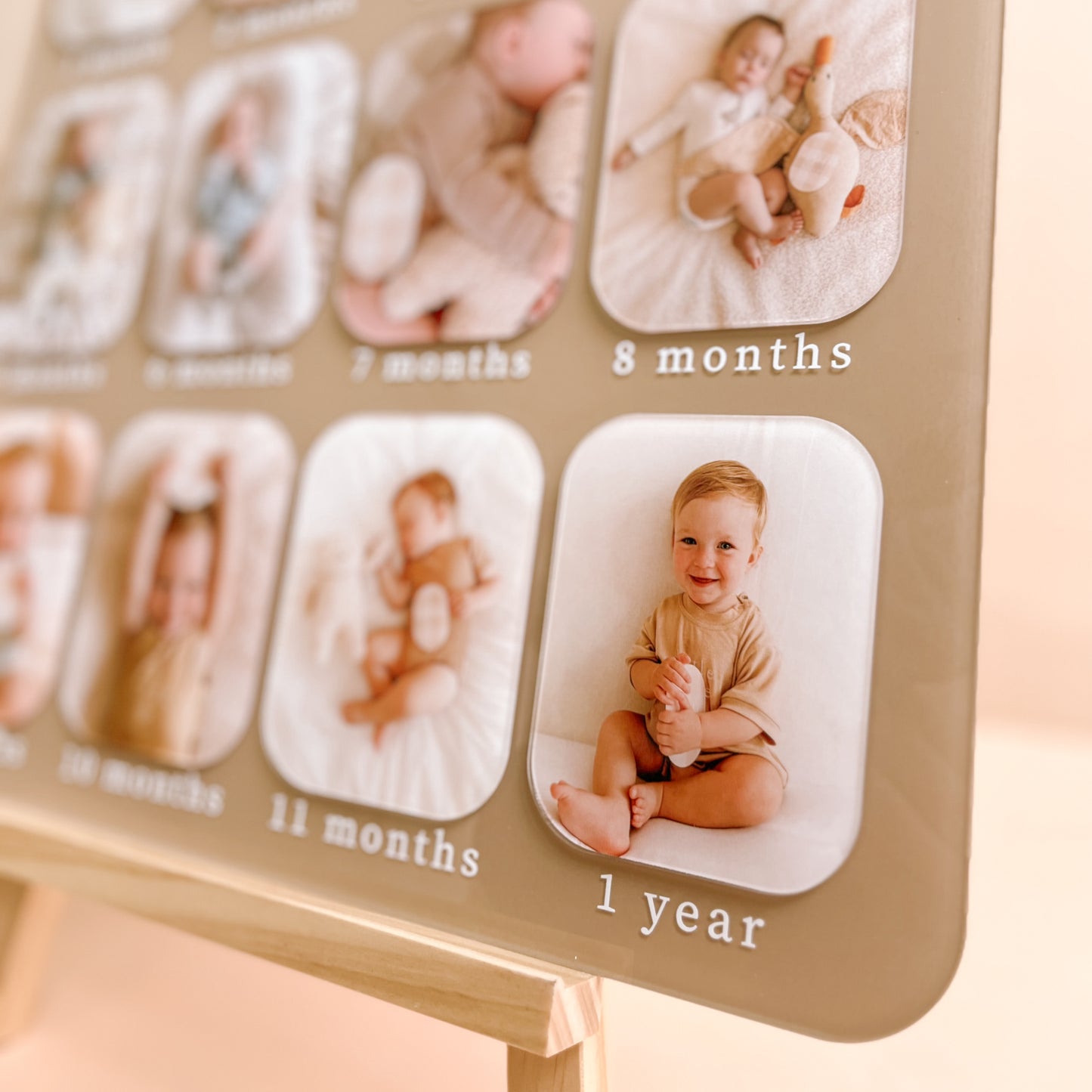 FIRST BIRTHDAY PHOTO BOARD | Personalised | Printed Photos Option + FREE Photo Add-On | Multiple Colour Choices