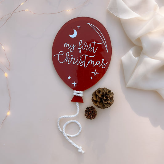 FIRST CHRISTMAS BALLOON | Personalised | Multiple Colour + Pattern Options