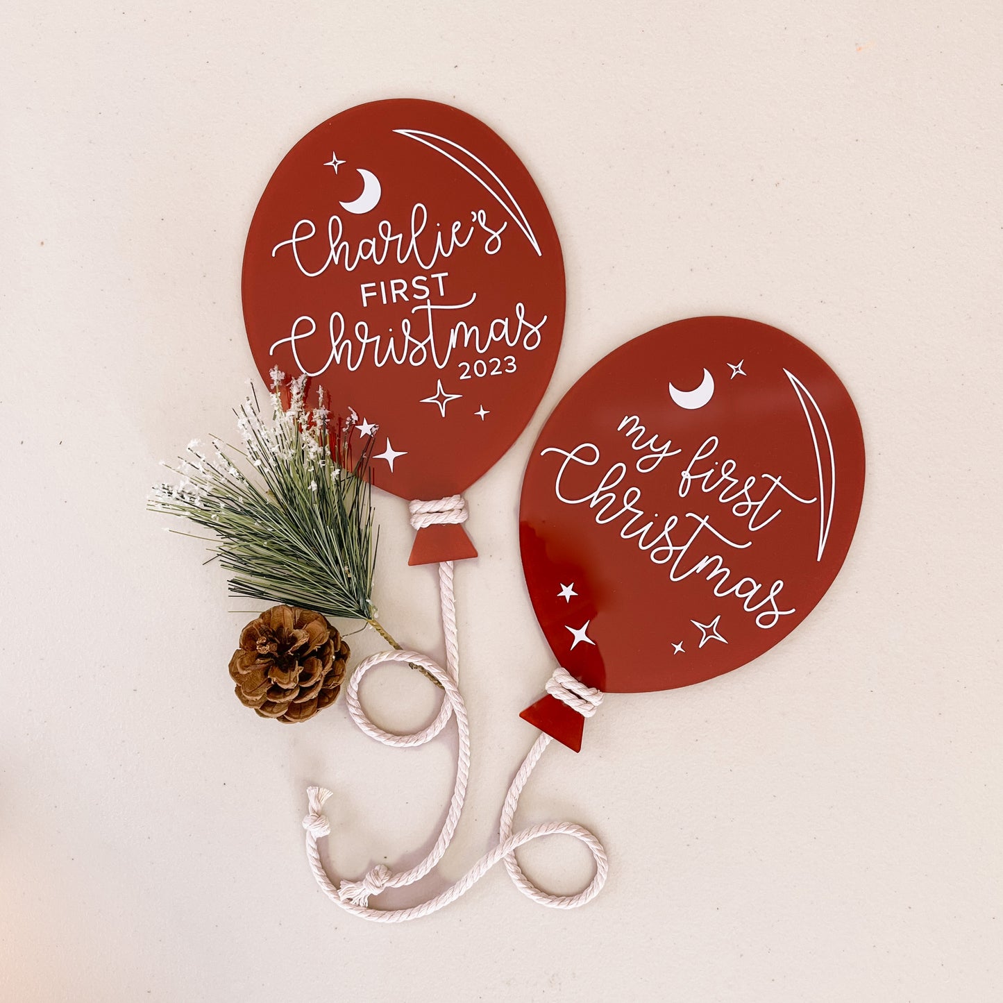 FIRST CHRISTMAS BALLOON | Personalised | Multiple Colour + Pattern Options