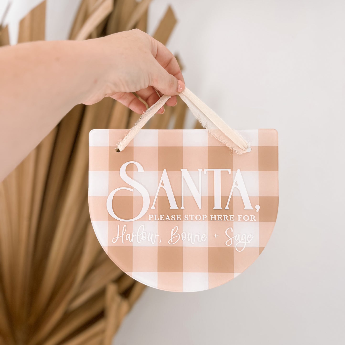 SANTA, PLEASE STOP HERE SIGN | Personalised | Multiple Colour + Pattern Options