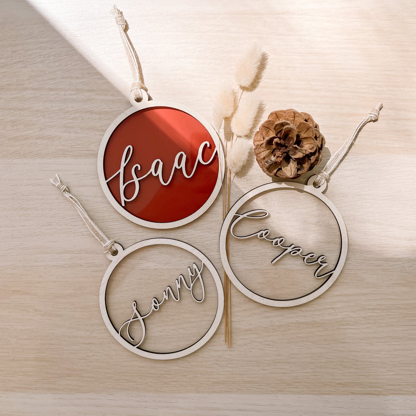 WOODEN NAME ORNAMENT | Personalised | Multiple Font + Colour Options