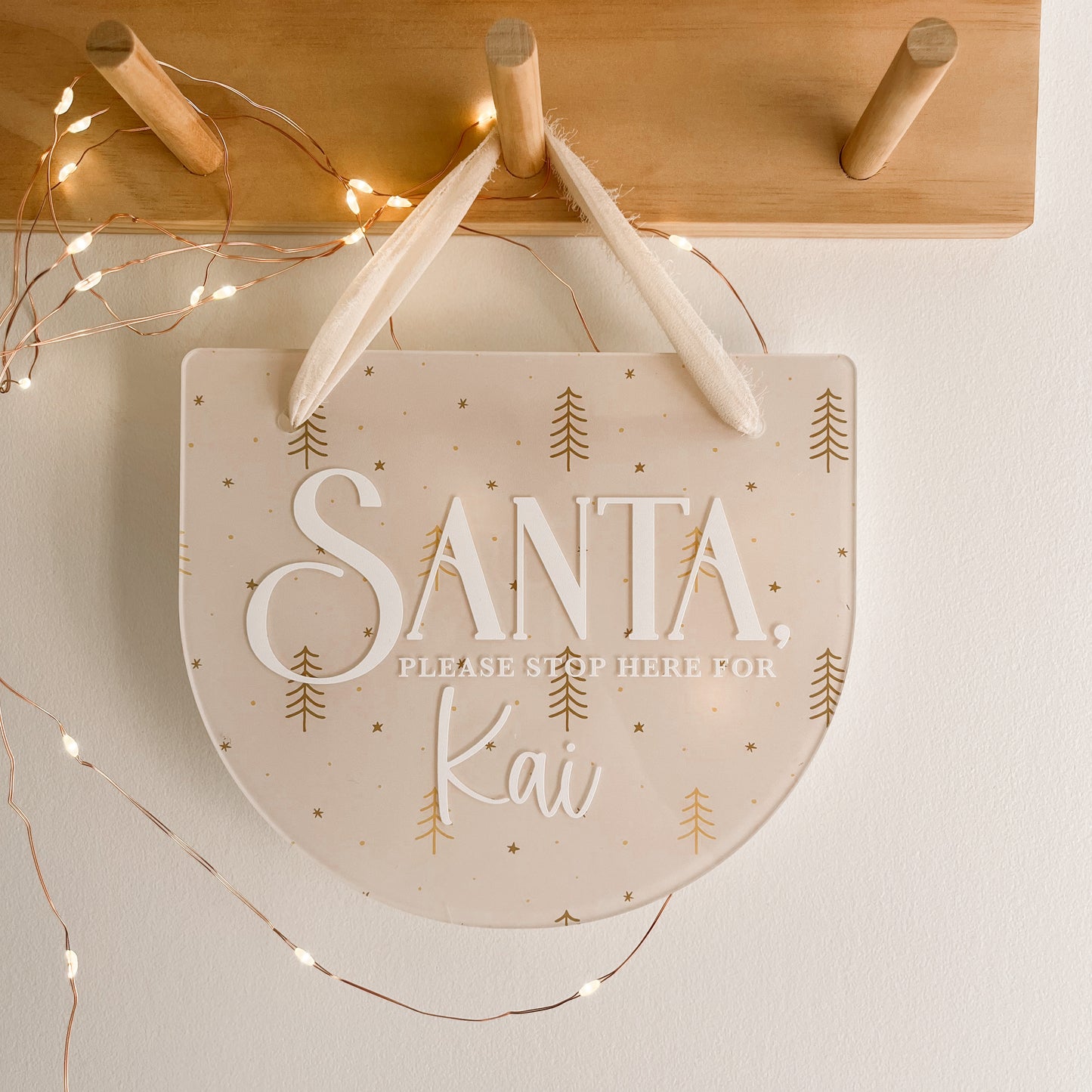 SANTA, PLEASE STOP HERE SIGN | Personalised | Multiple Colour + Pattern Options