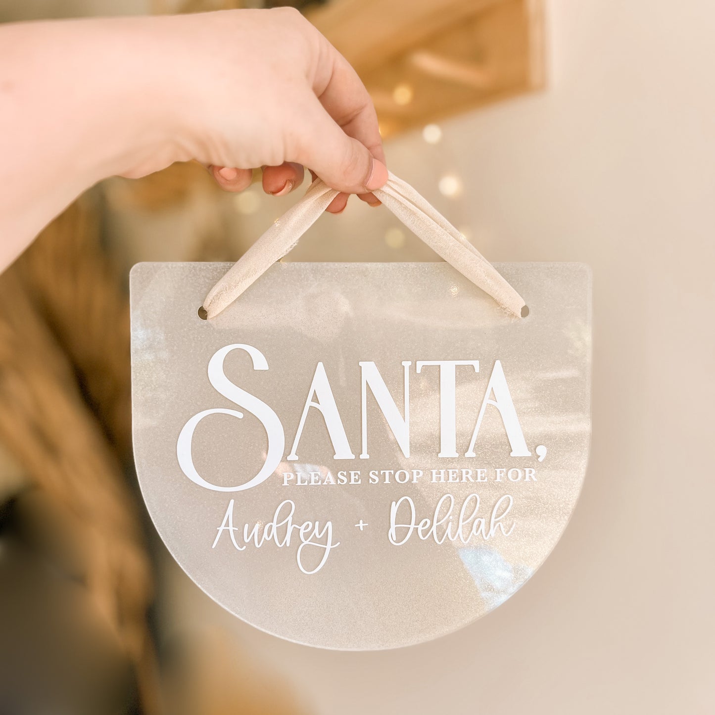 SANTA, PLEASE STOP HERE SIGN | Personalised | Multiple Colour + Pattern Options