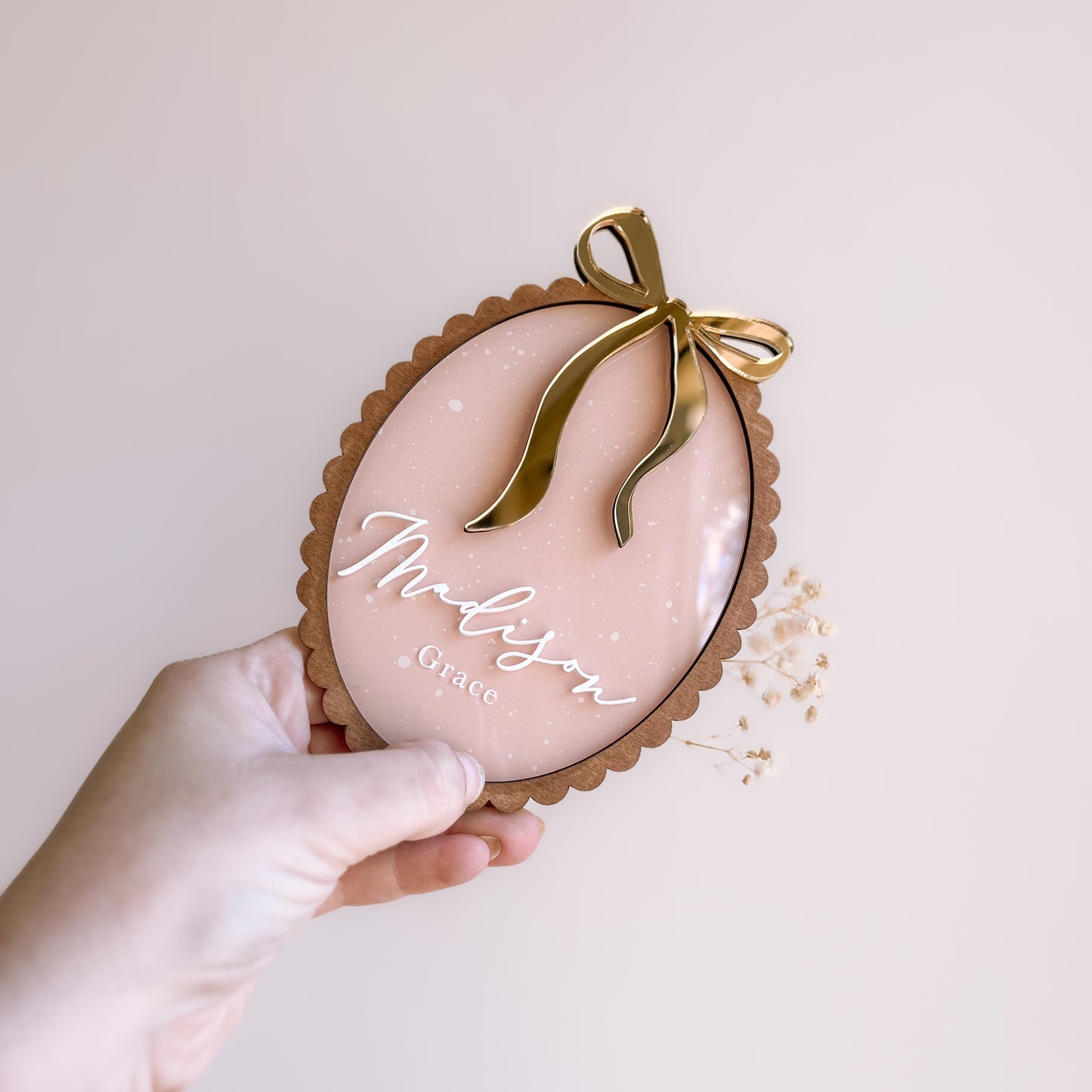 Vintage-Style BOW Name Plaque | PERSONALISED | Multiple Colour + Pattern Options