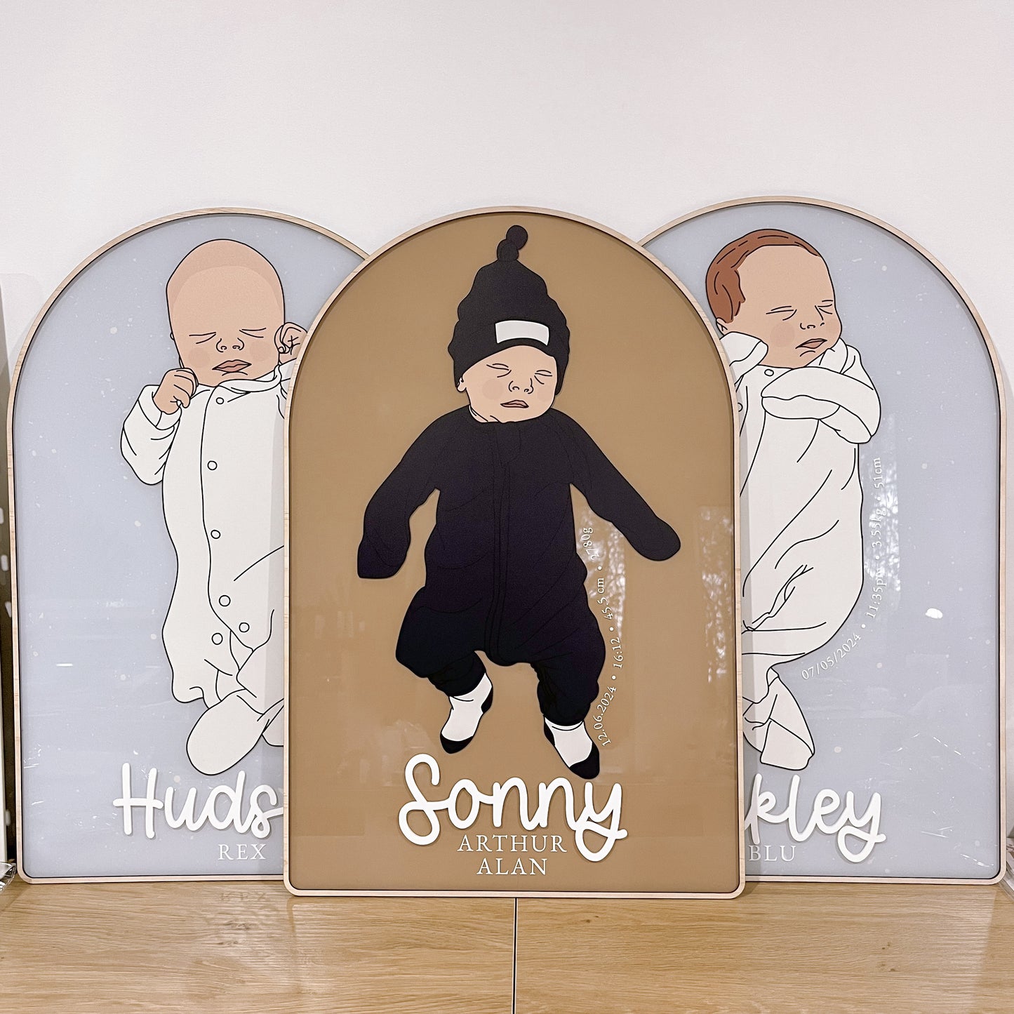 1:1 SCALE HAND DRAWN NEWBORN BABY PLAQUE | Personalised - Based On Your Photo | Multiple Colour Choices