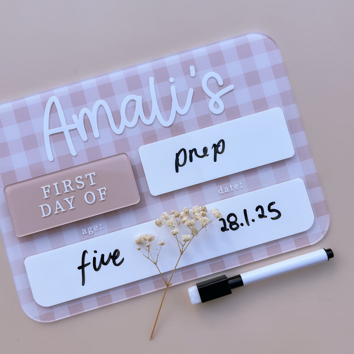 STYLE 2 - Medium School / Daycare FIRST & LAST DAY Milestone Board + FREE Whiteboard Marker | Multiple Colour + Pattern Options