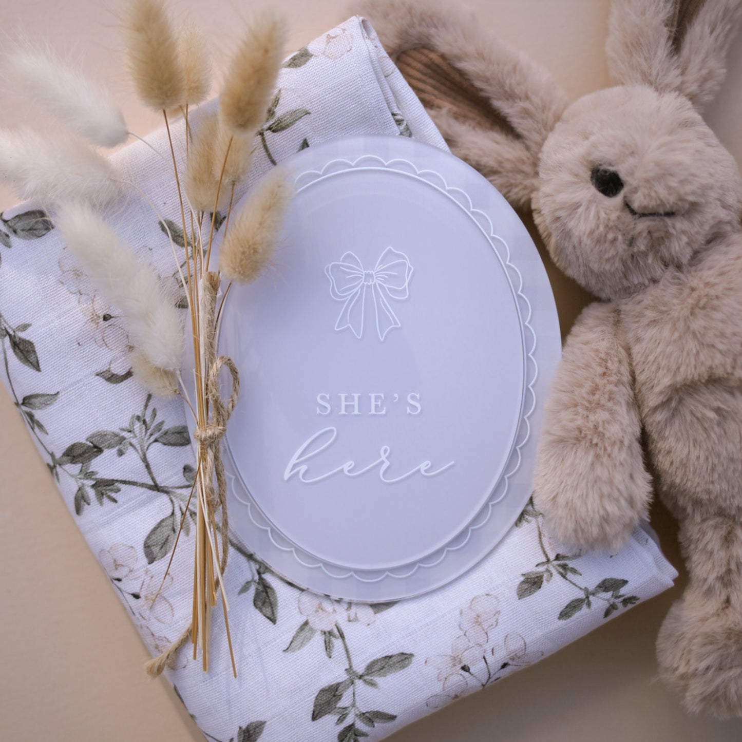 Double-Layered Oval Birth Announcement | Multiple Customisation Options