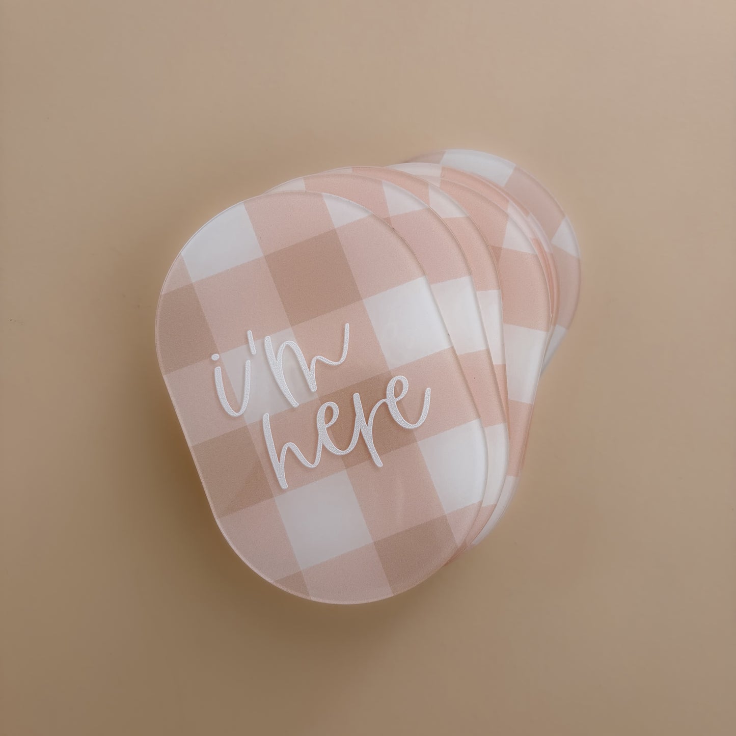 STOCK - Original Gingham Oval Baby Milestone Set