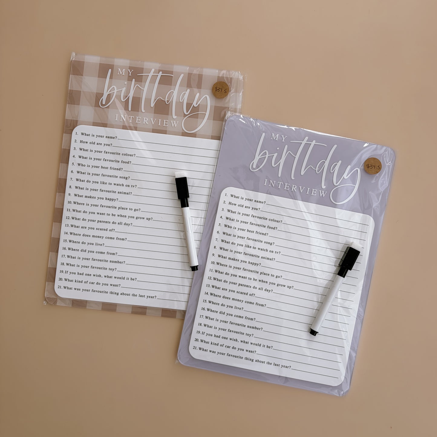STOCK - Reusable Birthday Interview Board | Multiple