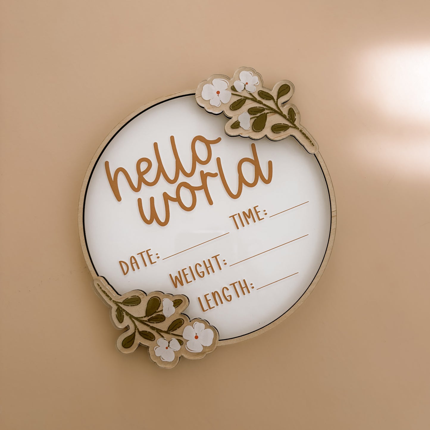SAMPLE - Layered Leaf Details Birth Announcement | WHITE