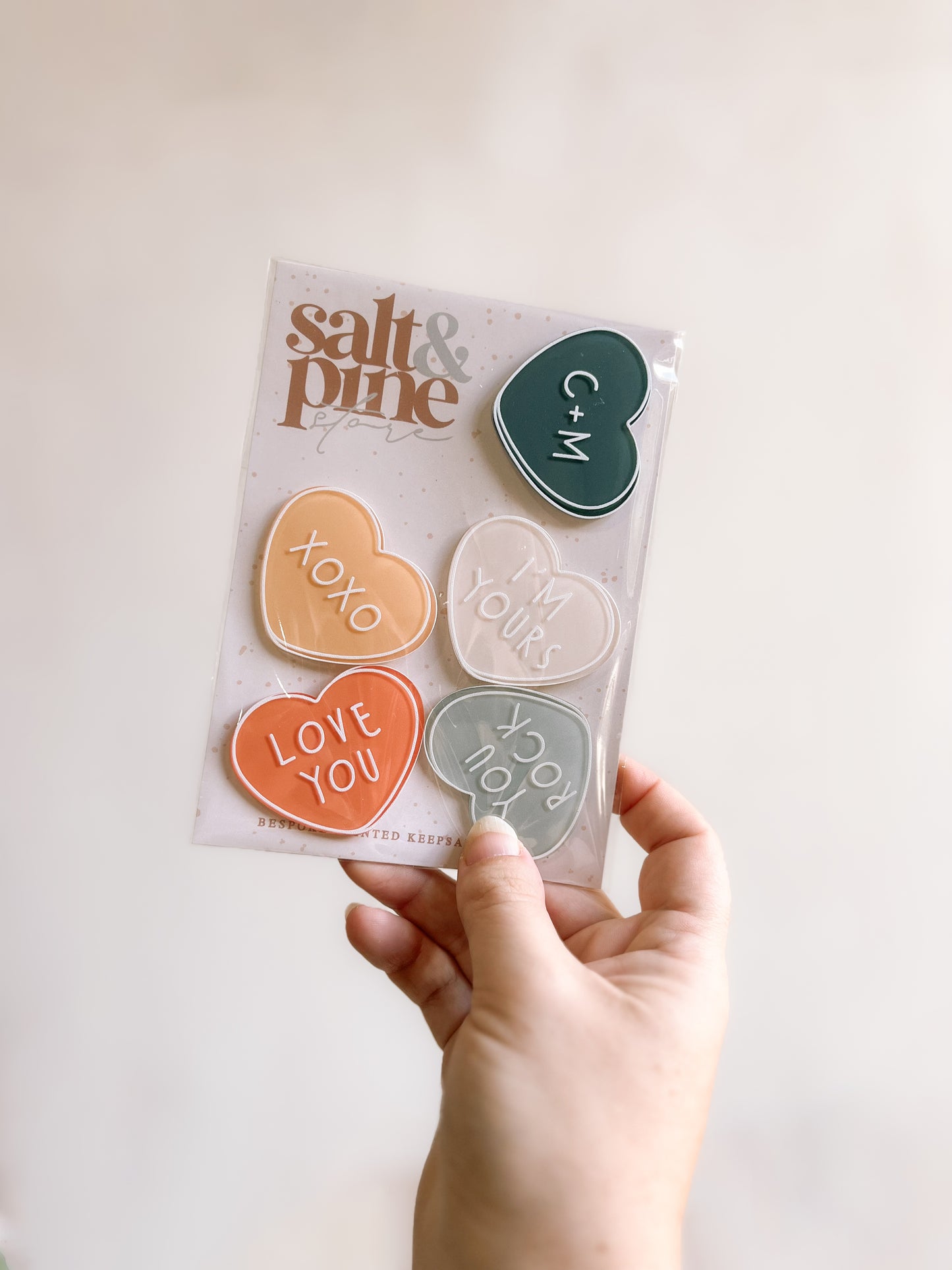 Candy / Conversation Hearts Magnets | Set of 5 | PERSONALISED | 4 Colourway Choices