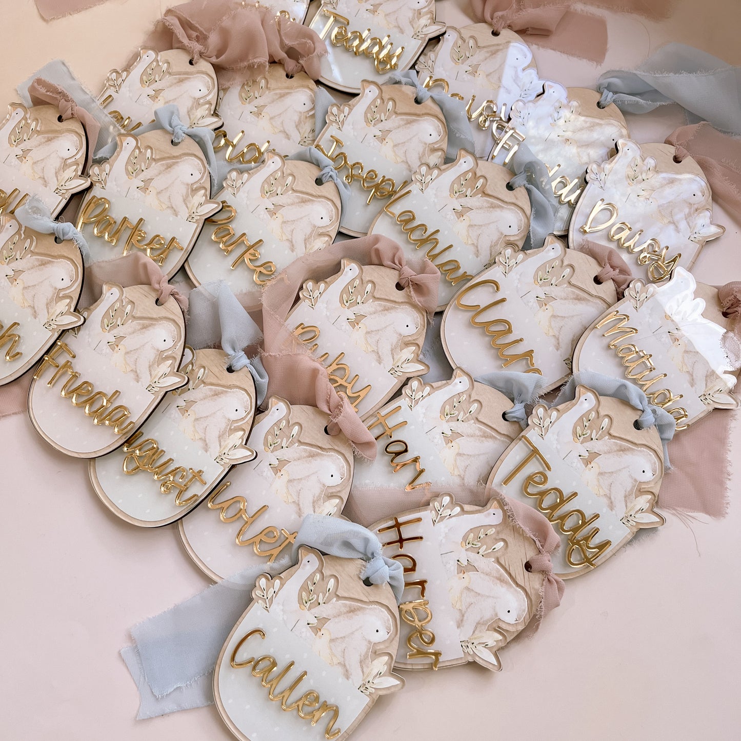 Personalised Wood & Acrylic Picture Easter Basket Tag