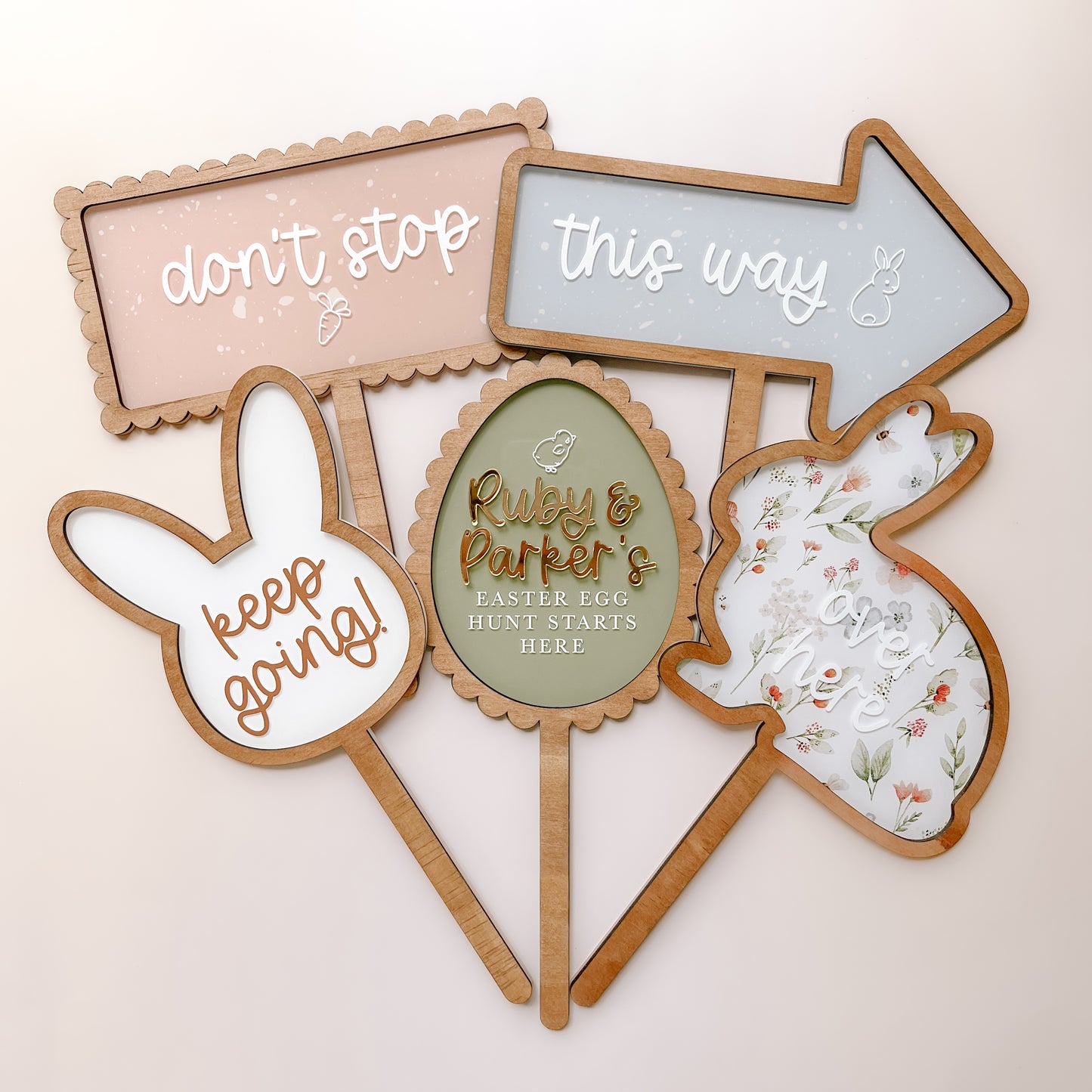 Personalised Easter Hunt Stake Set | Multiple Colour & Pattern Options