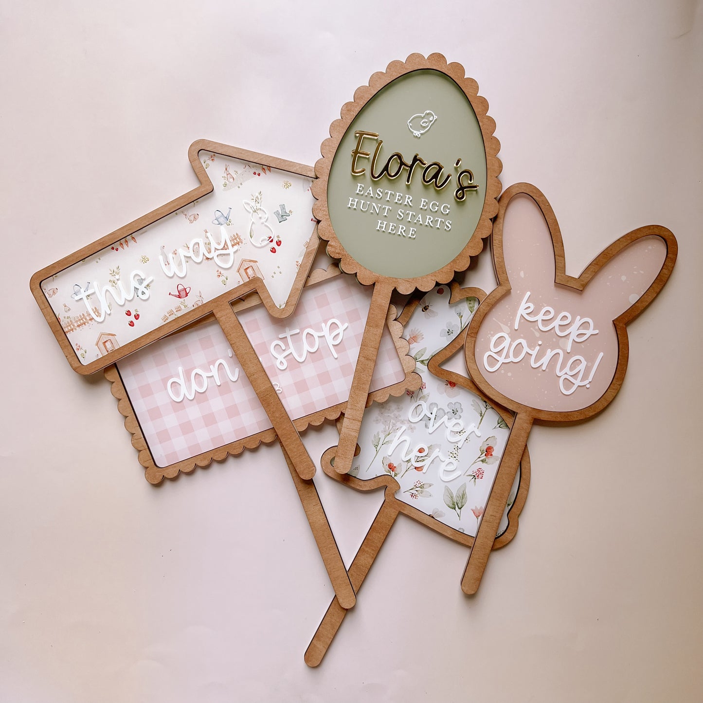 Personalised Easter Hunt Stake Set | Multiple Colour & Pattern Options