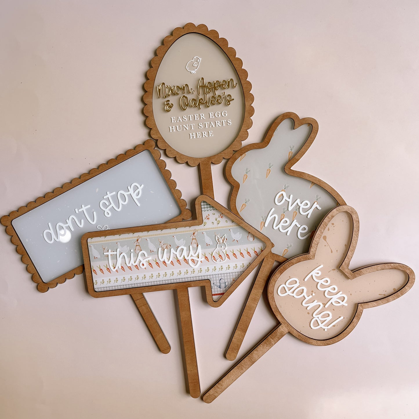 Personalised Easter Hunt Stake Set | Multiple Colour & Pattern Options