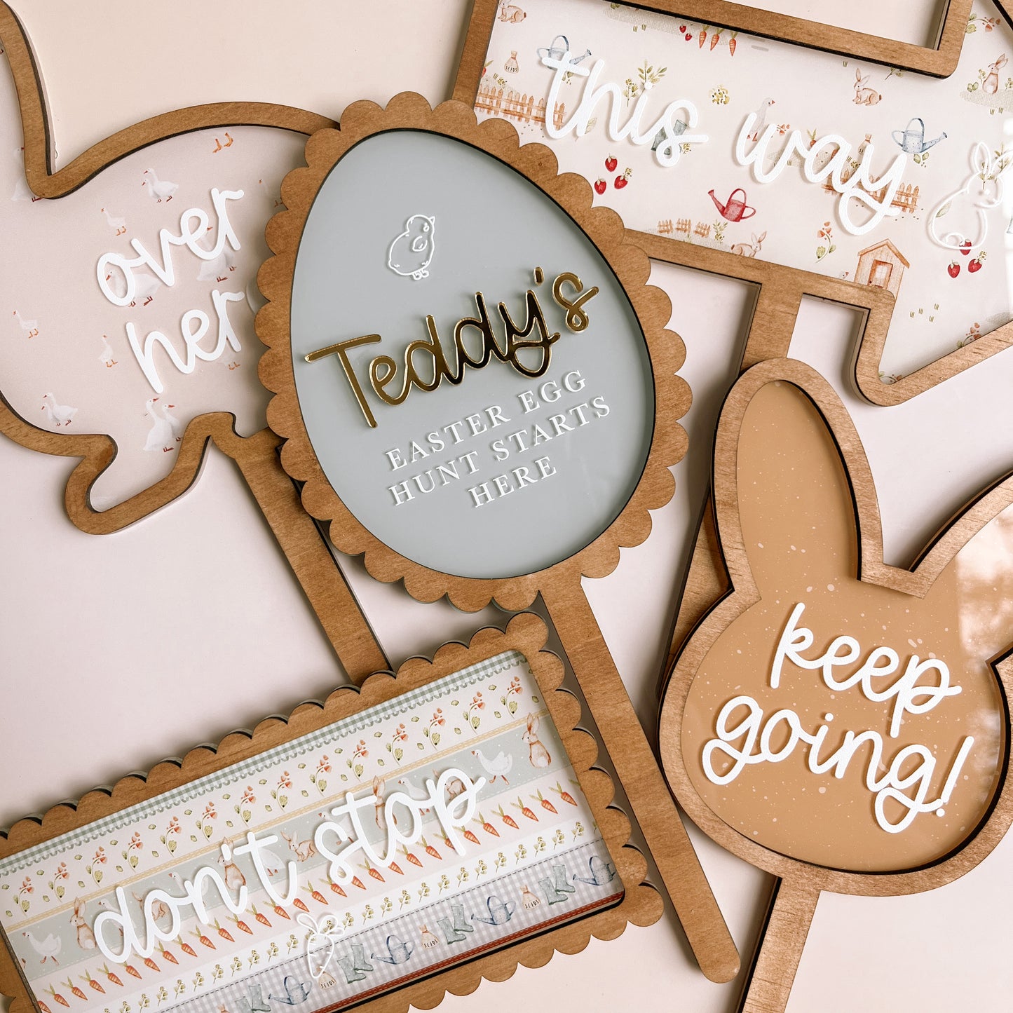 Personalised Easter Hunt Stake Set | Multiple Colour & Pattern Options
