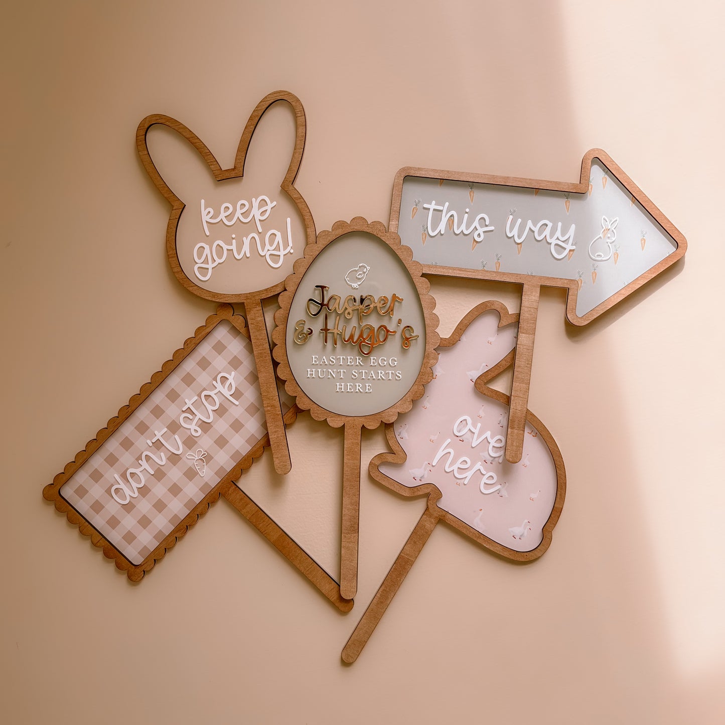 Personalised Easter Hunt Stake Set | Multiple Colour & Pattern Options
