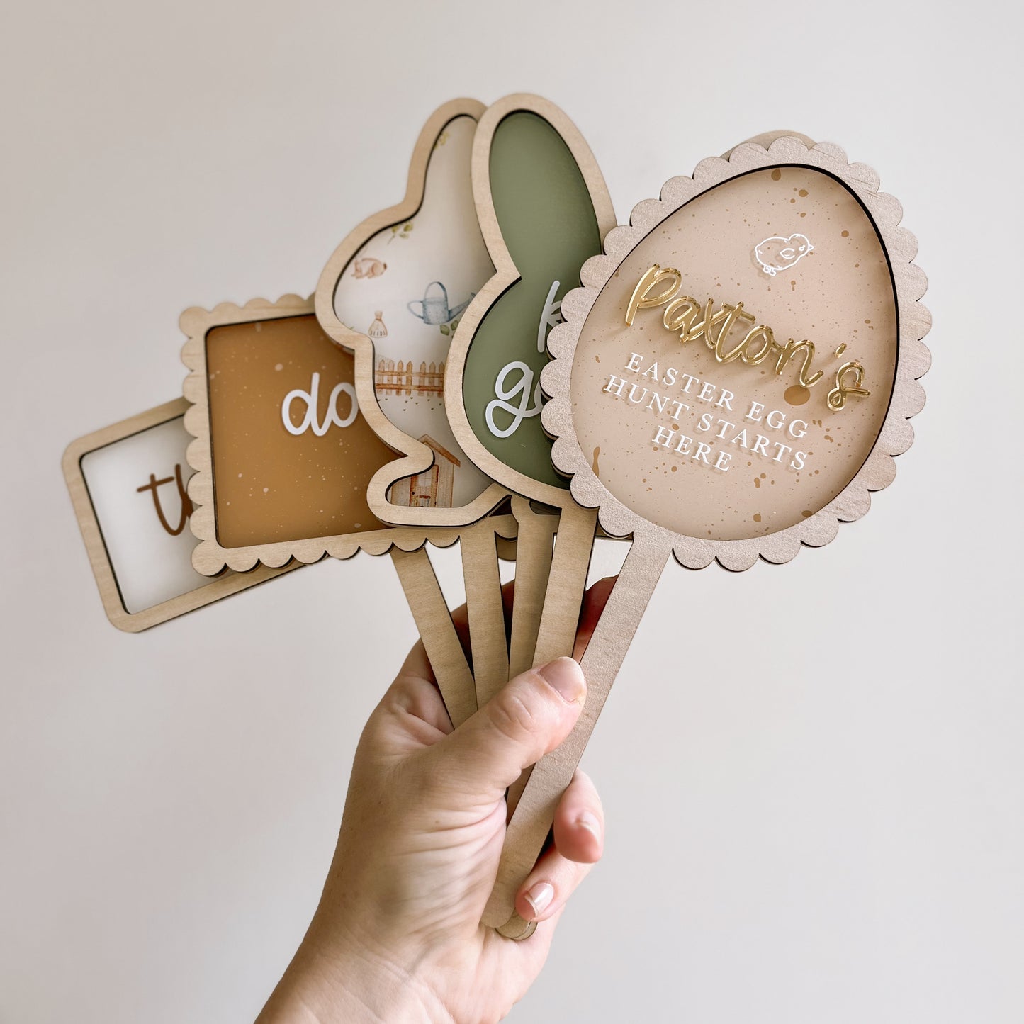 Personalised Easter Hunt Stake Set | Multiple Colour & Pattern Options