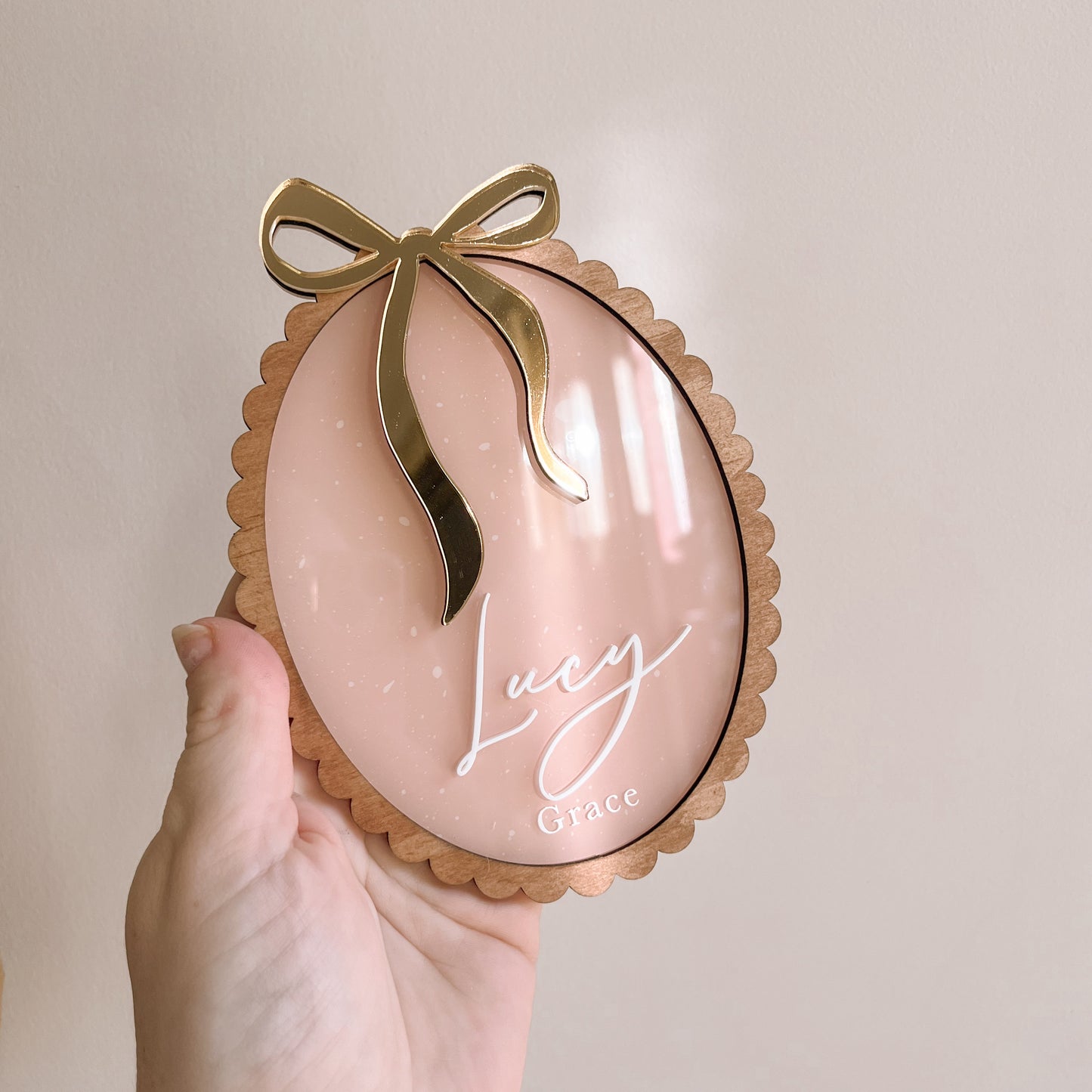 Vintage-Style BOW Name Plaque | PERSONALISED | Multiple Colour + Pattern Options