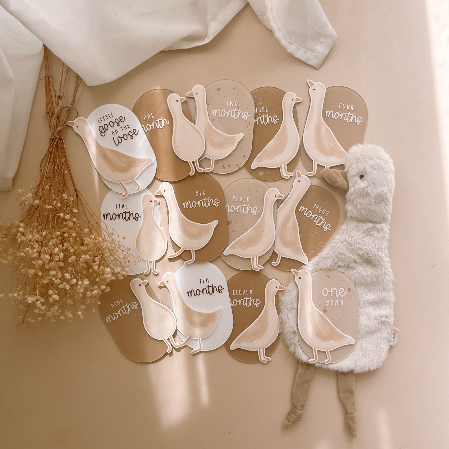 GOOSE Baby Milestone Plaque Set | Multiple Colour + Pattern Options