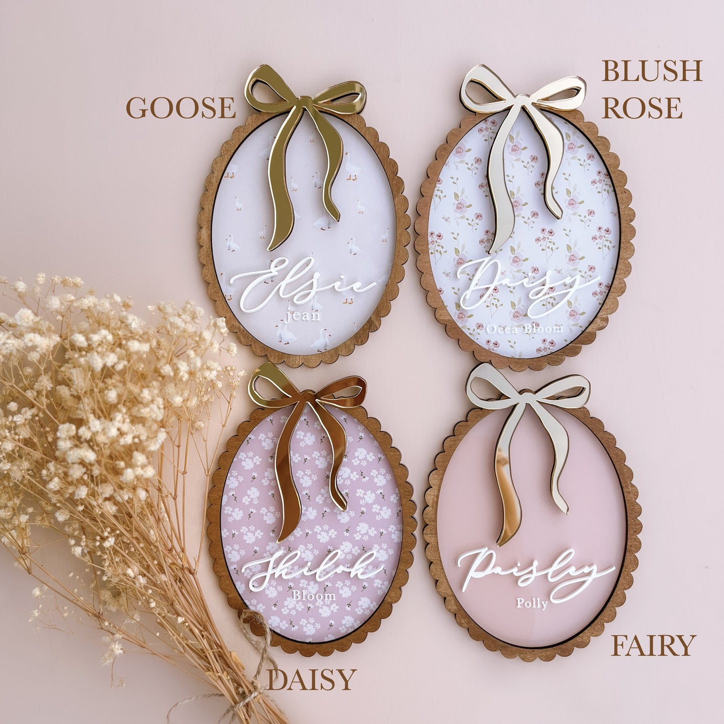 Vintage-Style Bow Name Plaque | Personalised Kids Name Plaque