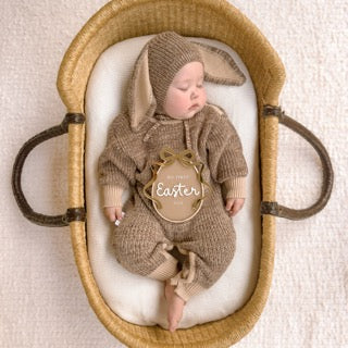 Personalised Gold Bow First Easter Plaque | Multiple Colour + Pattern Options