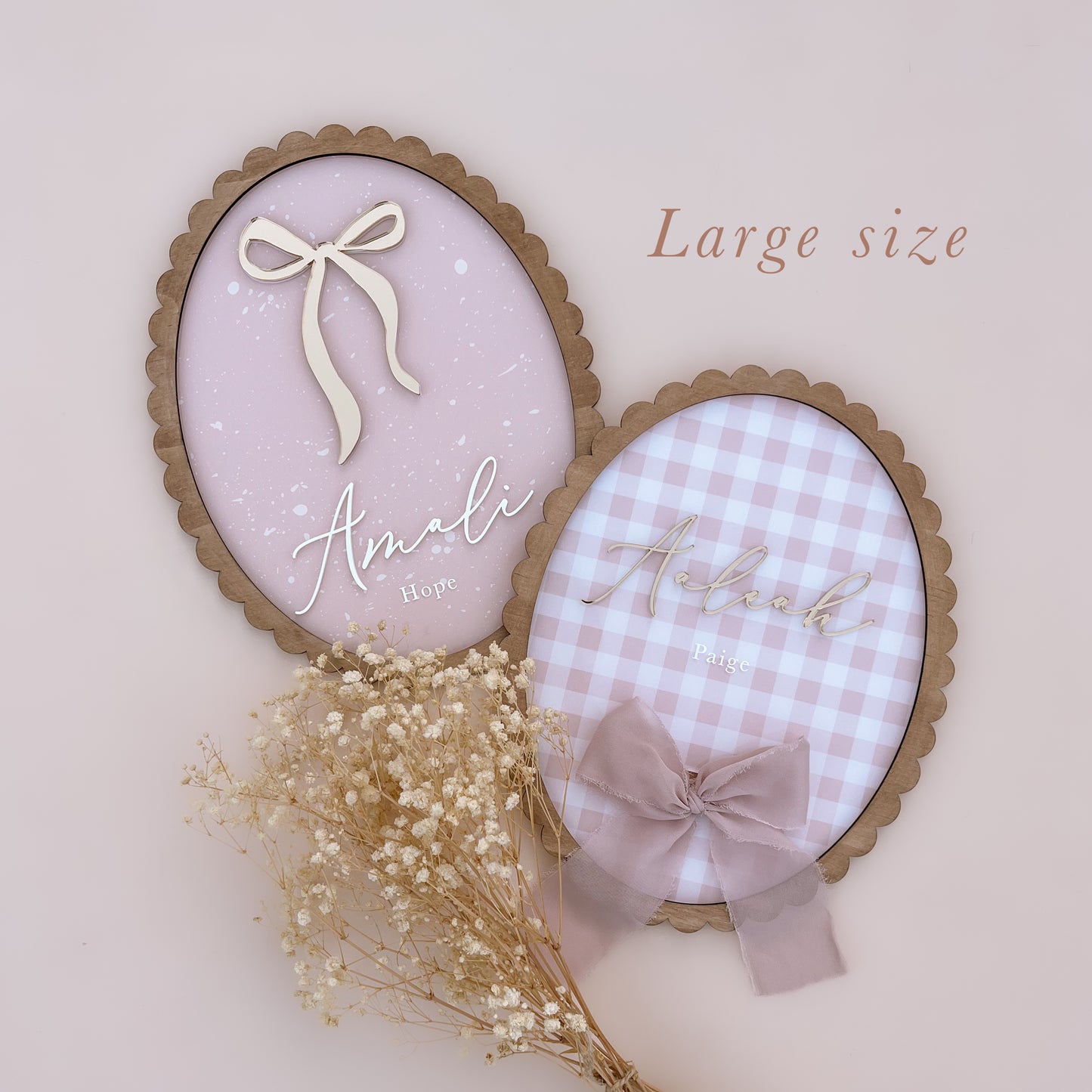 Vintage-Style BOW Name Plaque | PERSONALISED | Multiple Colour + Pattern Options