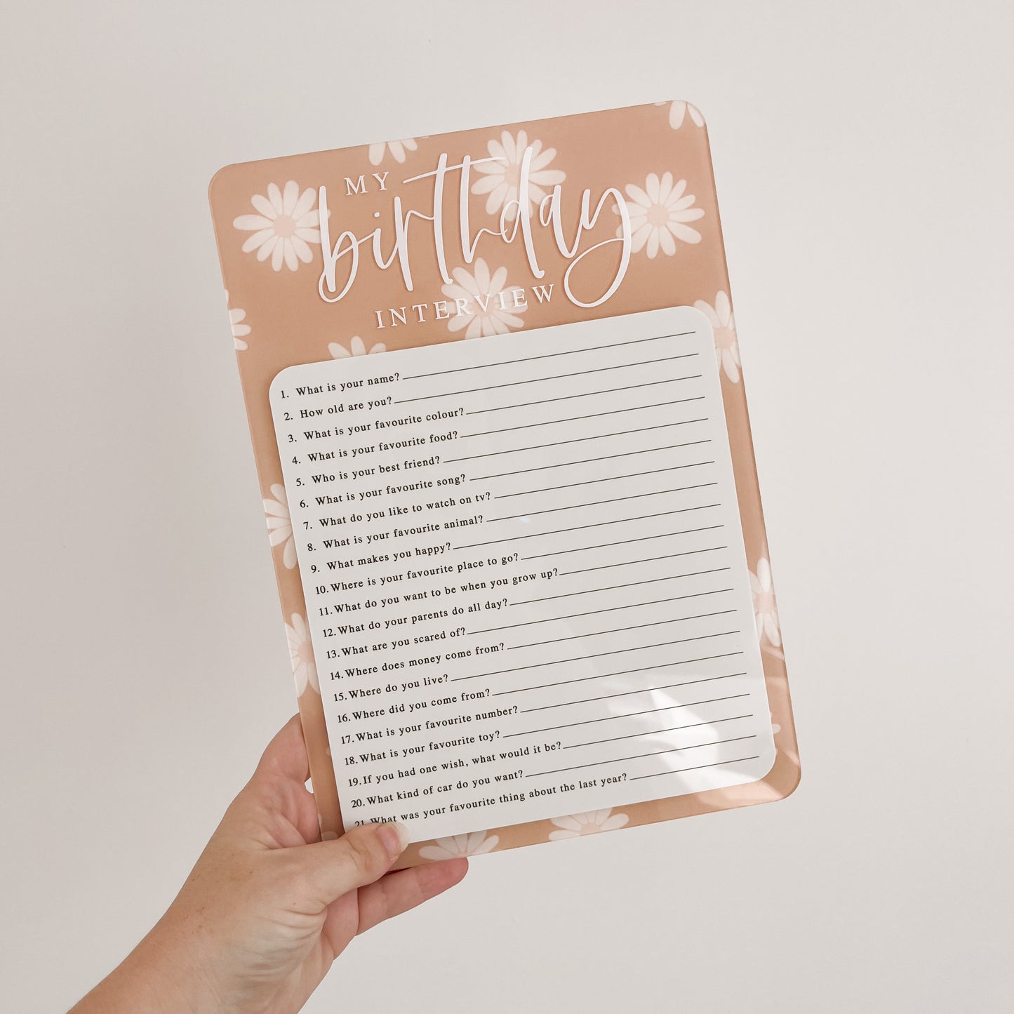INTERVIEW Birthday Board (Writable + Reusable) + FREE Whiteboard Marker | Multiple Colour + Pattern Options