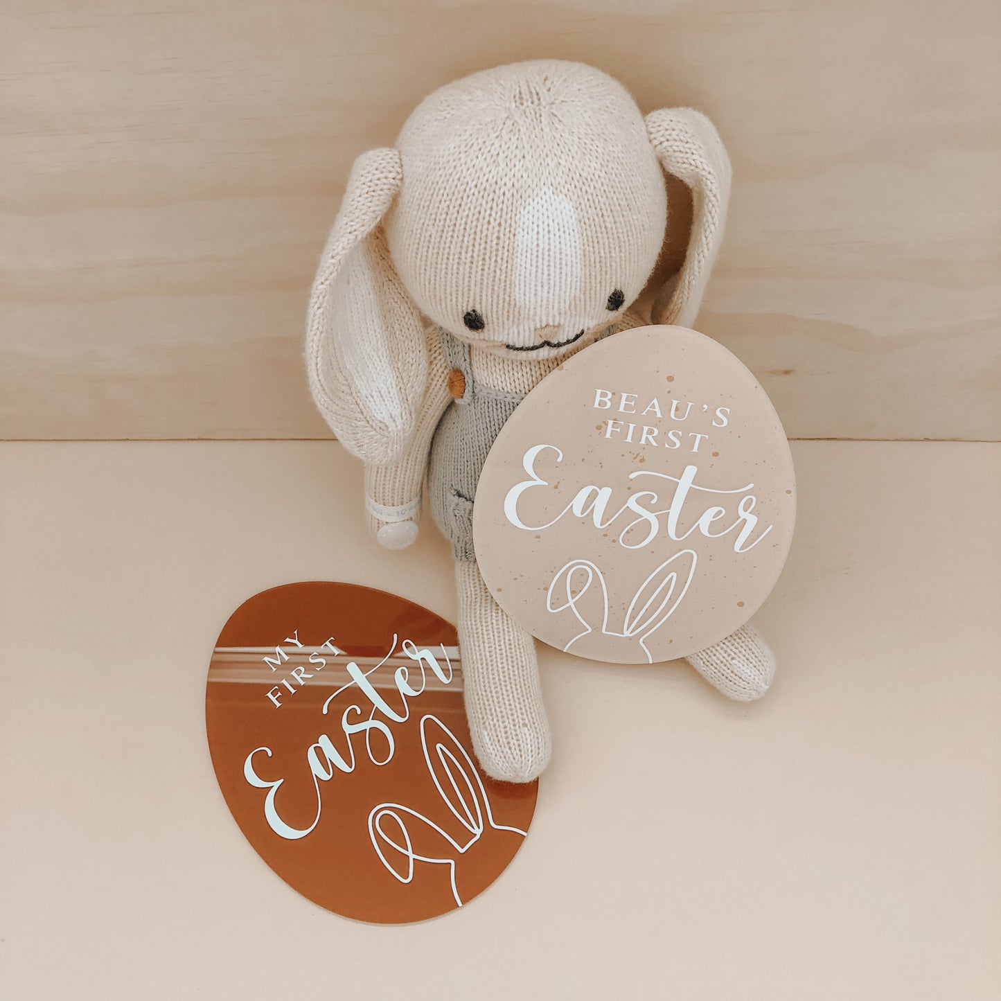 'FIRST EASTER' Acrylic Egg Plaque | Multiple Colour + Pattern Choices